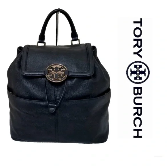 SOLD!!Tory Burch Amanda Black Pebbled Leather Backpack w/COA - Picture 13 of 13